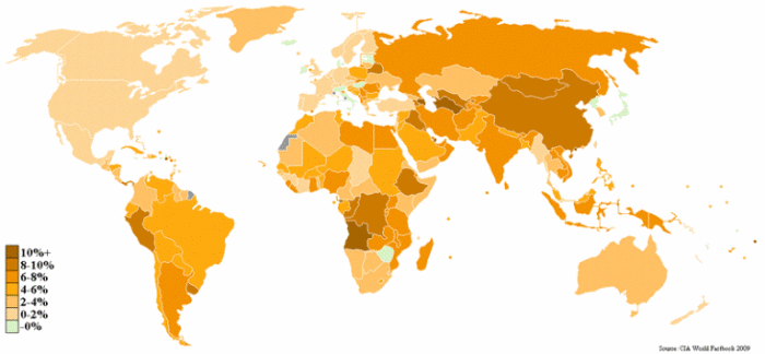 Real GDP growth rate for the world-CIA Factbook 2007