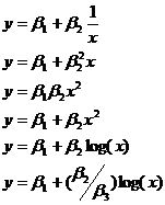 Various regression equations