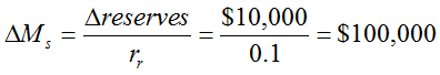 The change in the money supply
