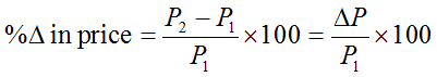Percent change in price