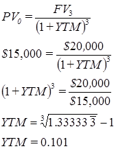 Calculating the YTM on a three-year discount bond