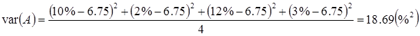 Calculating the variance for Investment A