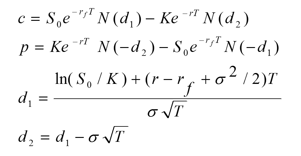 Black Scholes equations for currency option