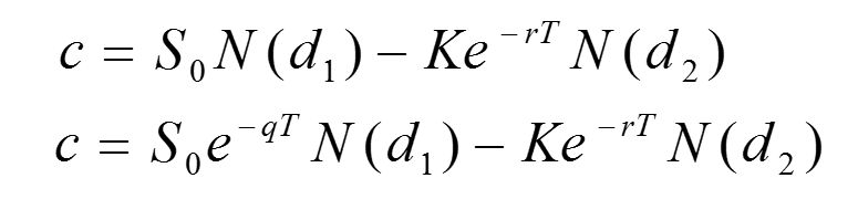 derivation for d1 for Black Scholes equations for stock index